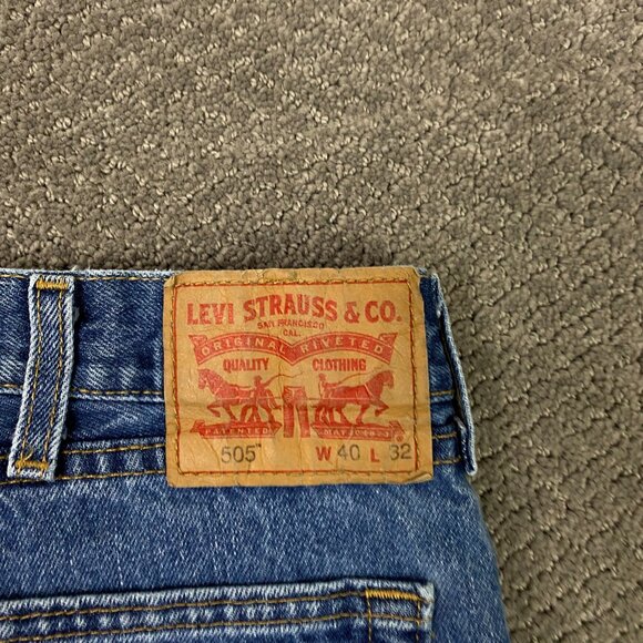 Levi's 505 Regular Fit Straight Leg Jeans Men's 40 x 32 Fits 41 x 31 Blue Cotton - Picture 5 of 12